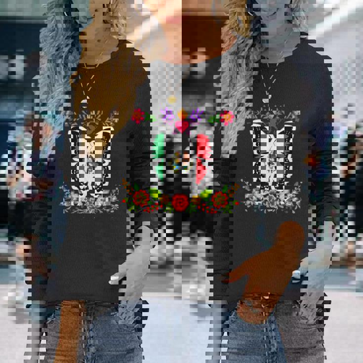 メキシコ独立記念日 バタフライ メキシコ 長袖Tシャツ 彼女への贈り物