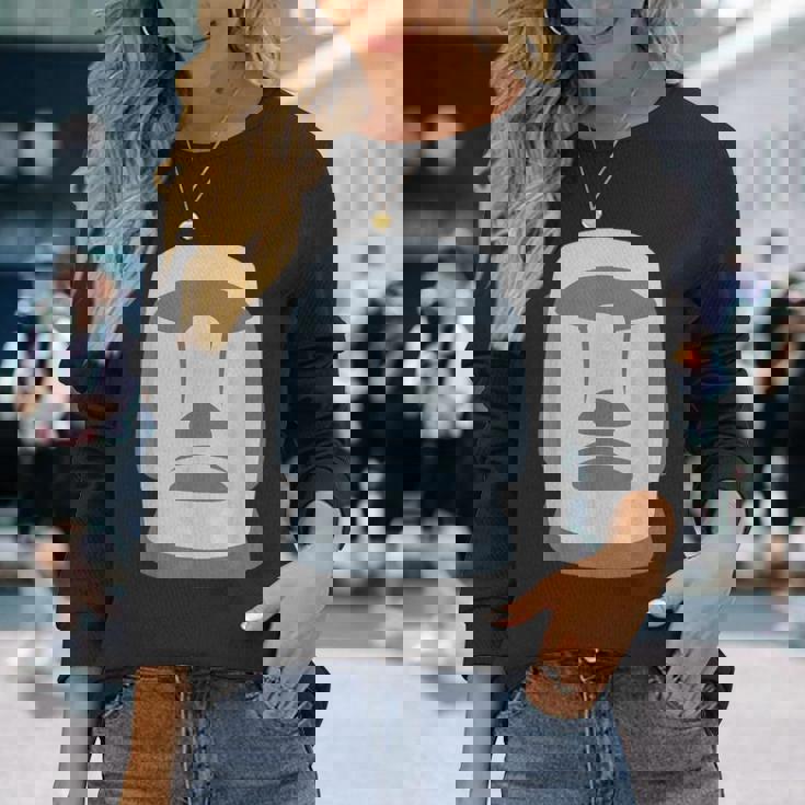 モアイ 長袖Tシャツ 彼女への贈り物