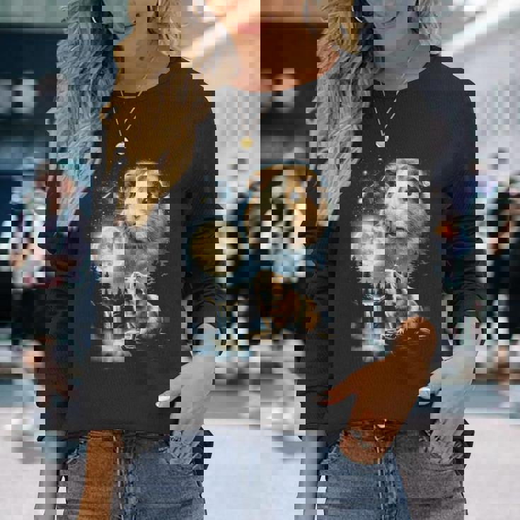 モルモット ハウリング トゥ ザ ムーン ミーム 面白い 90年代 モルモット 長袖tシャツ 長袖Tシャツ 彼女への贈り物