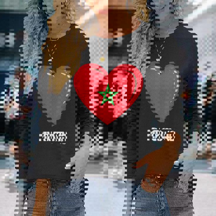 モロッコ国旗シャツ 長袖Tシャツ 彼女への贈り物