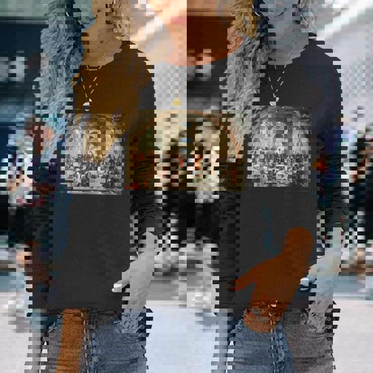 ラファエルによるアテネの学校1511 長袖Tシャツ 彼女への贈り物