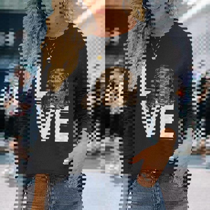 ラブラドールラブチョコレートラボラバー 長袖Tシャツ 彼女への贈り物