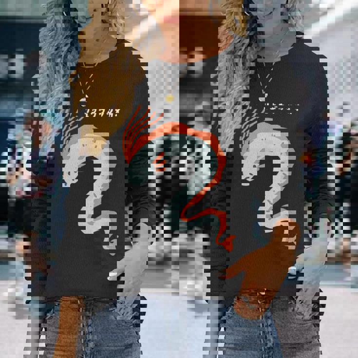 リュウグウノツカイ Oarfish イラスト ゆるい 簡単 おもしろ かわいい 人気 深海魚 伝説の深海魚 長袖Tシャツ 彼女への贈り物