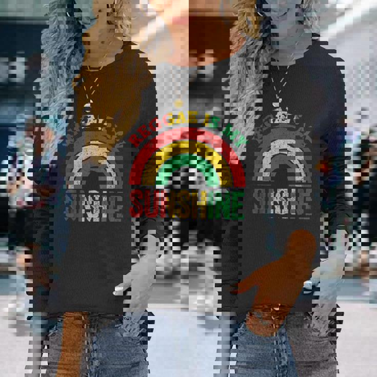 レゲエ イズ マイ サンシャイン シャツ ヴィンテージ レインボー レトロ サンシャイン 長袖Tシャツ 彼女への贈り物