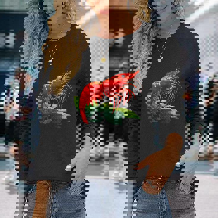 レッドチェリー シュリンプ ブリーダー ネオカラディナ 淡水水槽 長袖Tシャツ 彼女への贈り物