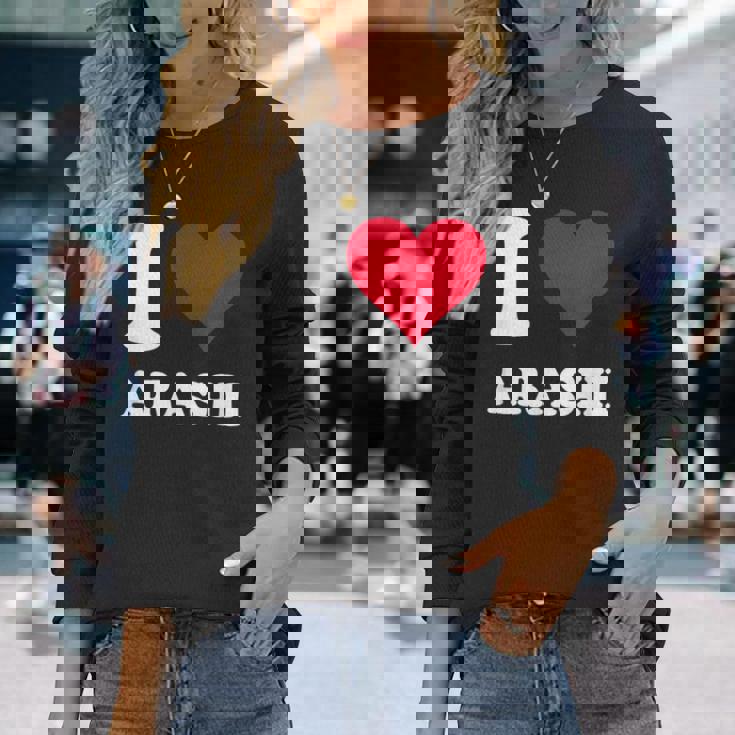 レッドハート I Love Arashi 長袖Tシャツ 彼女への贈り物