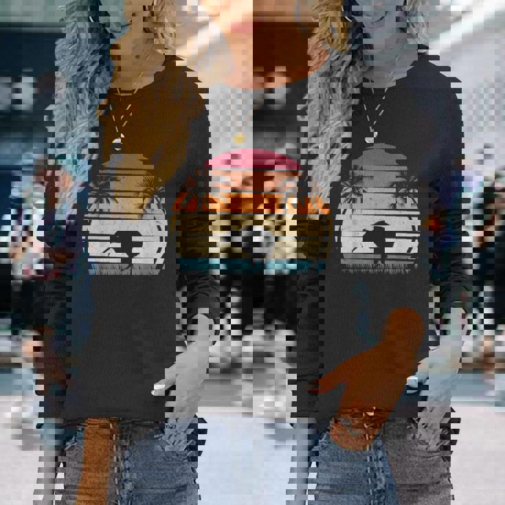 レトロ キウイバード サンセット キウイ鳥 ニュージーランド キウイ鳥 長袖Tシャツ 彼女への贈り物