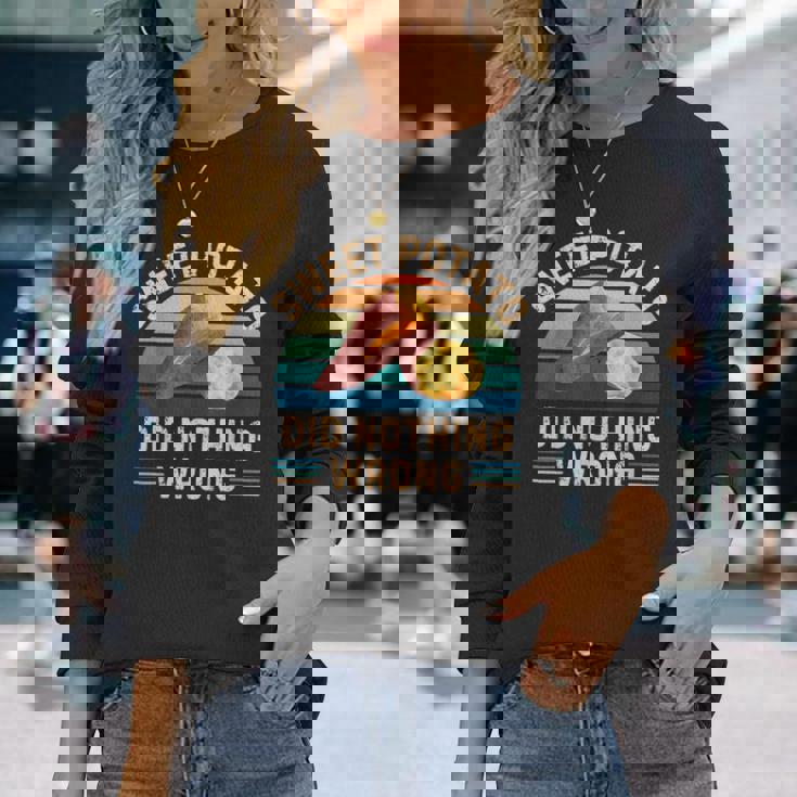 レトロ サツマイモ Did Nothing Wrong ヴィンテージ サツマイモ 長袖Tシャツ 彼女への贈り物