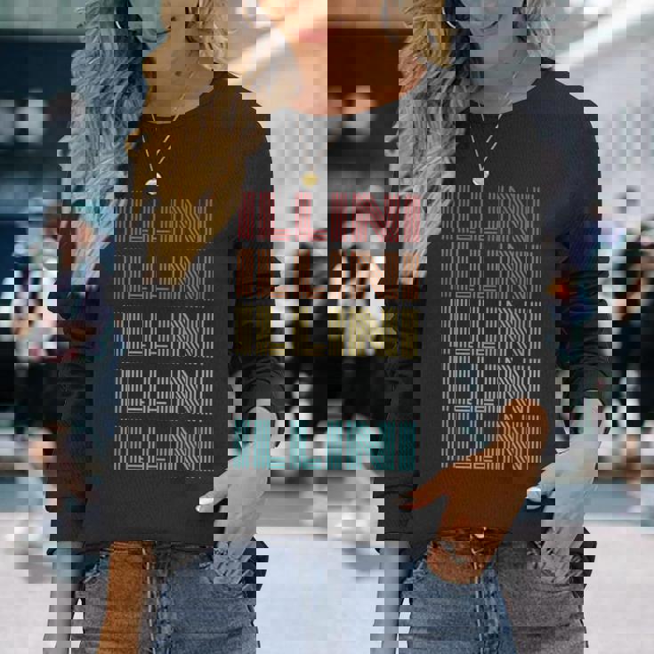 レトロ ヴィンテージ Illini 長袖Tシャツ 彼女への贈り物