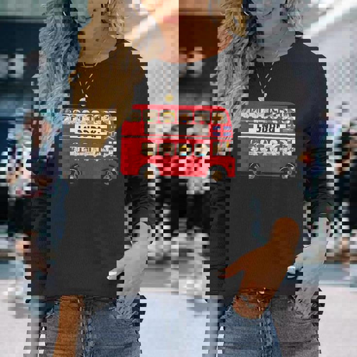 ロンドン イングランド ダブルデッカー レッドバス キッズ ツーリスト お土産 長袖Tシャツ 彼女への贈り物