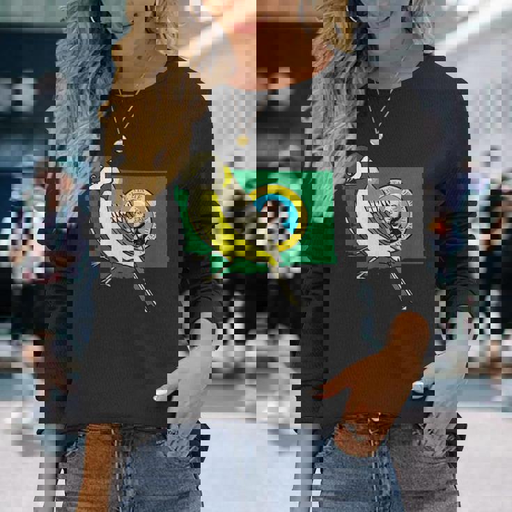 ワシントン州旗 ゴールドフィンチ 鳥 長袖Tシャツ 彼女への贈り物