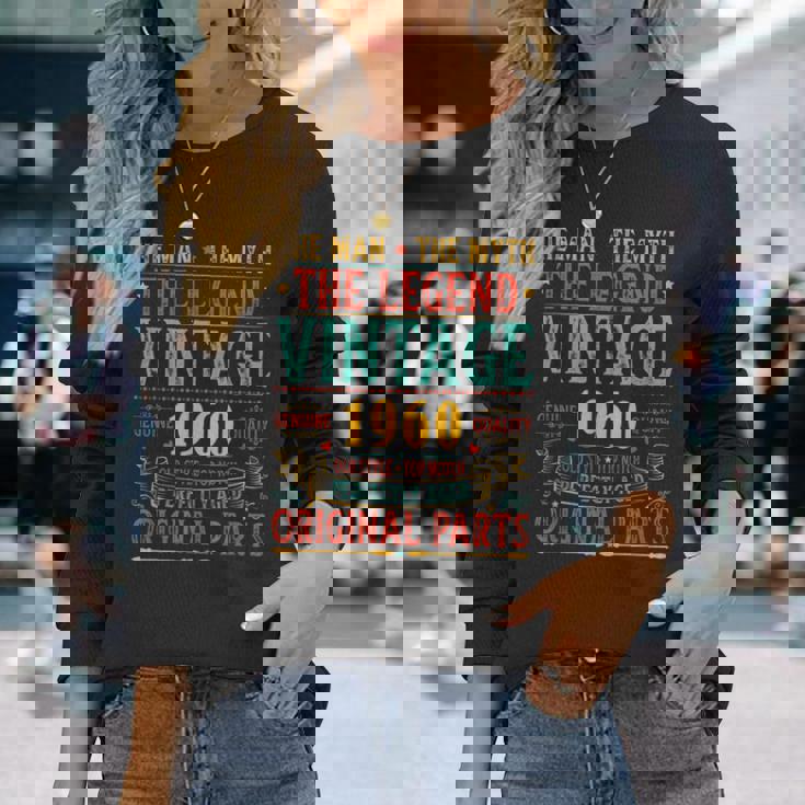 ヴィンテージ 1960 男性用 レトロ 面白い 1960 誕生日 長袖Tシャツ 彼女への贈り物