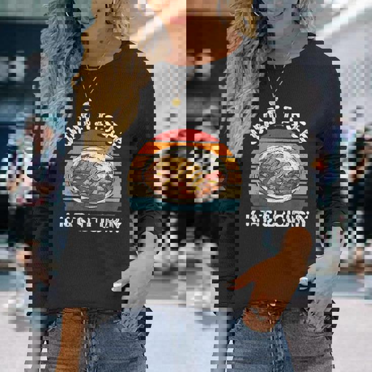 ヴィンテージ カツカレー 待つ カツカレー 和食 長袖Tシャツ 彼女への贈り物