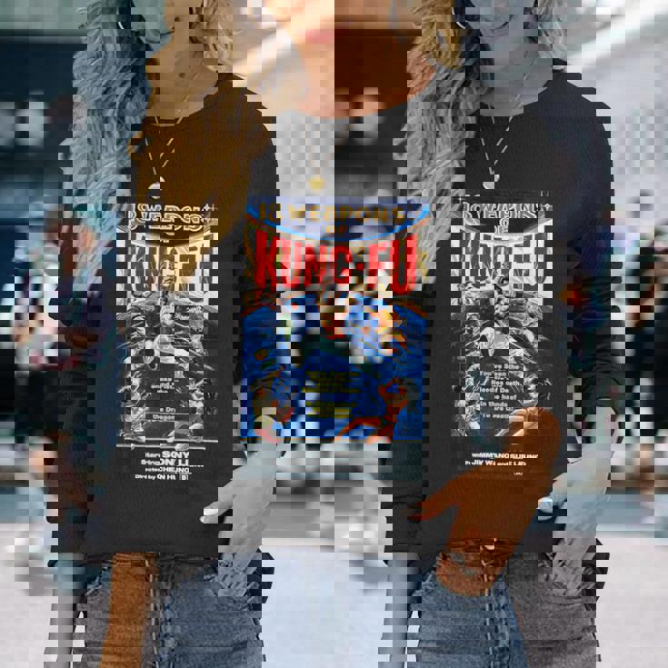 ヴィンテージカンフー格闘技映画レトロギフト 長袖Tシャツ 彼女への贈り物