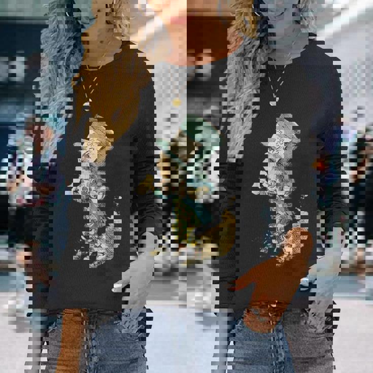 不思議の国のアリス マッドハッター ヴィンテージイラスト 長袖Tシャツ 彼女への贈り物