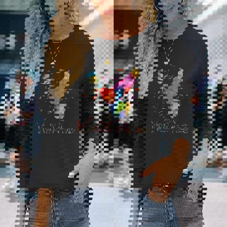 世界平和 長袖Tシャツ 彼女への贈り物