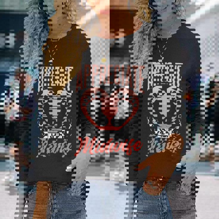 助産師に感謝する 格言集 助産 助産師 仕事 長袖Tシャツ 彼女への贈り物