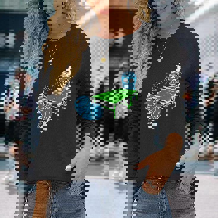 卓球 おもしろビール ピンポン 長袖Tシャツ 彼女への贈り物