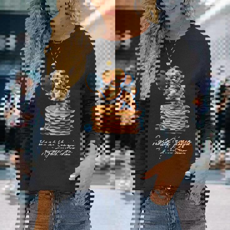 卓球 トイプードル スイーツ パンケーキ 面白い アートデザイン 可愛い おしゃれ 動物 英字 スポーツ 長袖tシャツ 長袖Tシャツ 彼女への贈り物