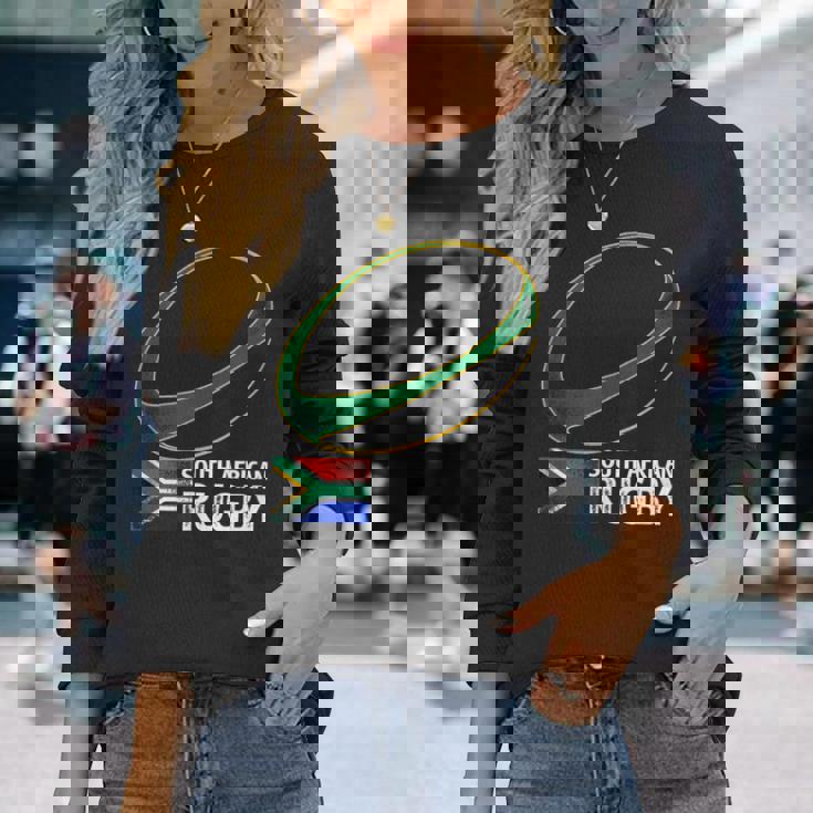 南アフリカラグビー南アフリカ国旗 長袖Tシャツ 彼女への贈り物