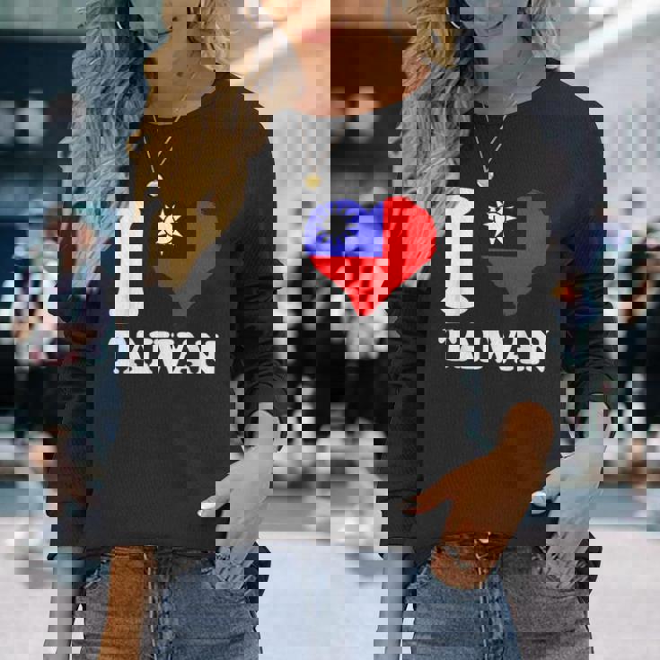 台湾の誇り 台湾のルーツ I Love Taiwan 台湾国旗 長袖Tシャツ 彼女への贈り物