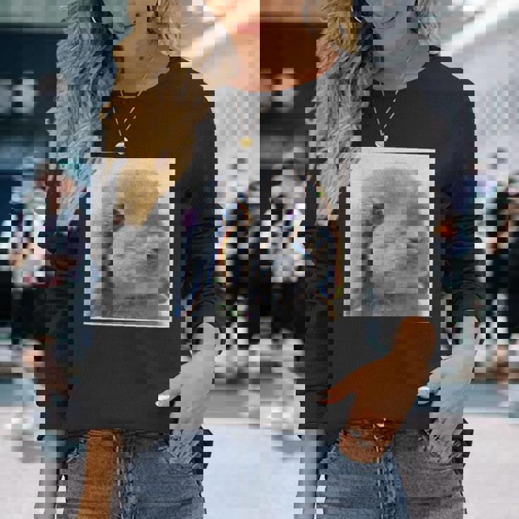 垂れ耳うさぎのレトロ写真 長袖Tシャツ 彼女への贈り物