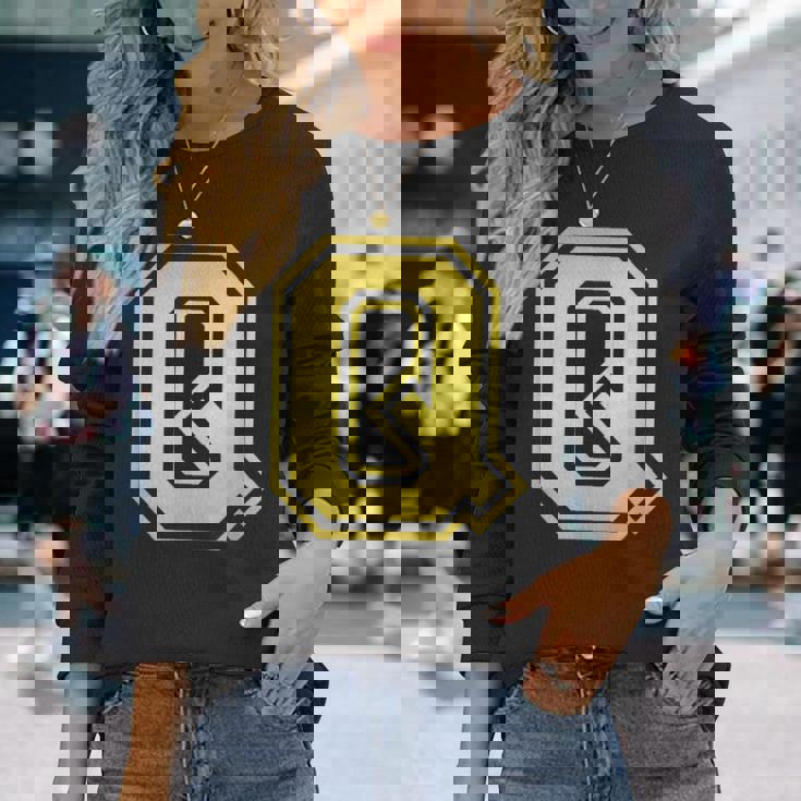 大文字 Q プリントされた明るいスタイルのデザイン。 長袖Tシャツ 彼女への贈り物