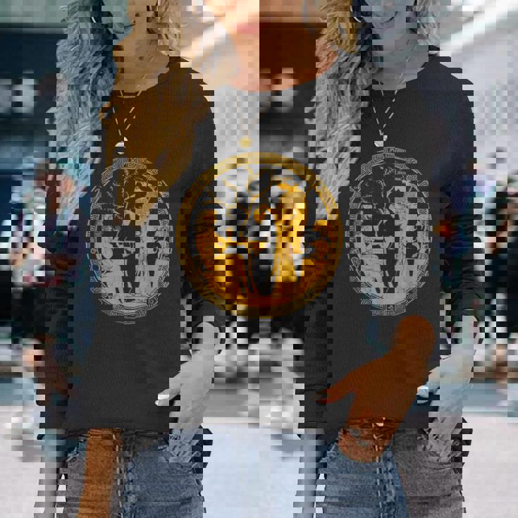 女神アテナと英雄ヘラクレス古代ギリシャ美術神話 長袖Tシャツ 彼女への贈り物