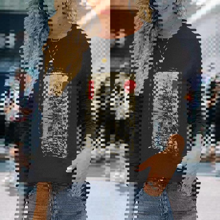 手描きの日本の侍 ヴィンテージ ソードマン アニメ 武士道 長袖Tシャツ 彼女への贈り物