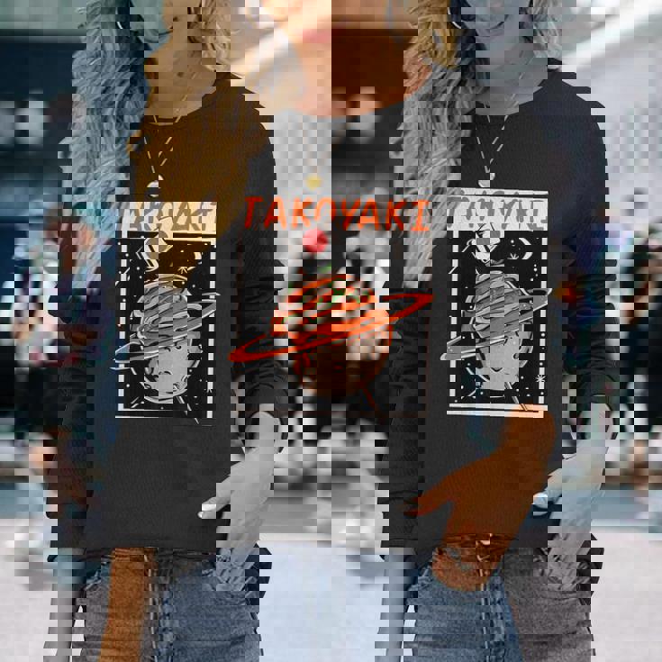 揚げたこボール 惑星 タコプラネット たこ焼き 長袖Tシャツ 彼女への贈り物