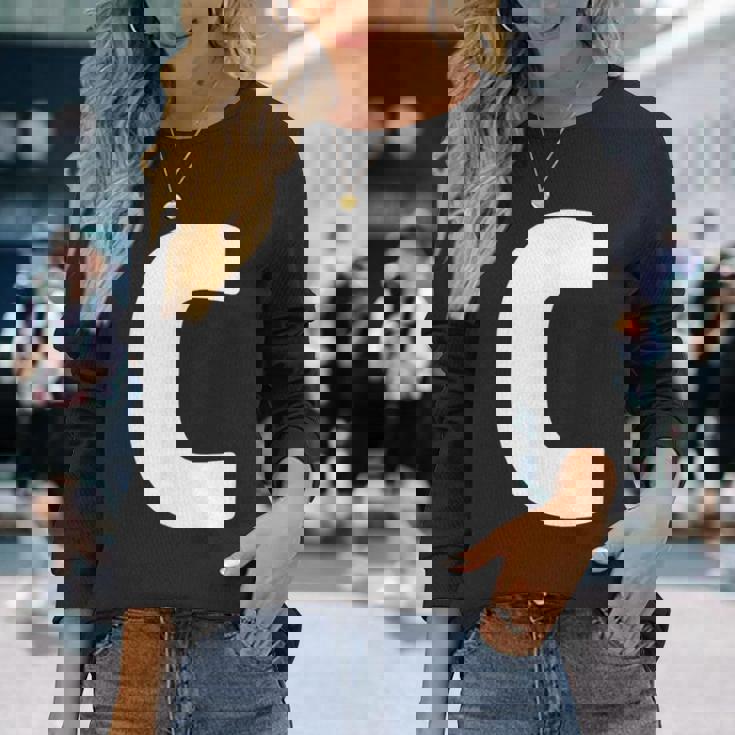 文字c 大文字 アルファベット モノグラム イニシャル 長袖Tシャツ 彼女への贈り物