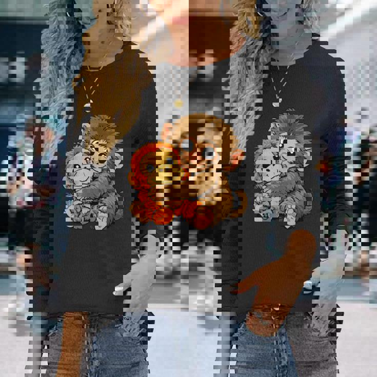 日本 かわいい 赤ちゃん モンキー パンチ ニホンザル パンチくん 長袖Tシャツ 彼女への贈り物