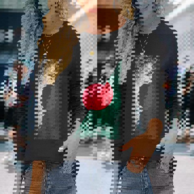 日本とバングラデシュの旗 日本のバングラデシュ 長袖Tシャツ 彼女への贈り物