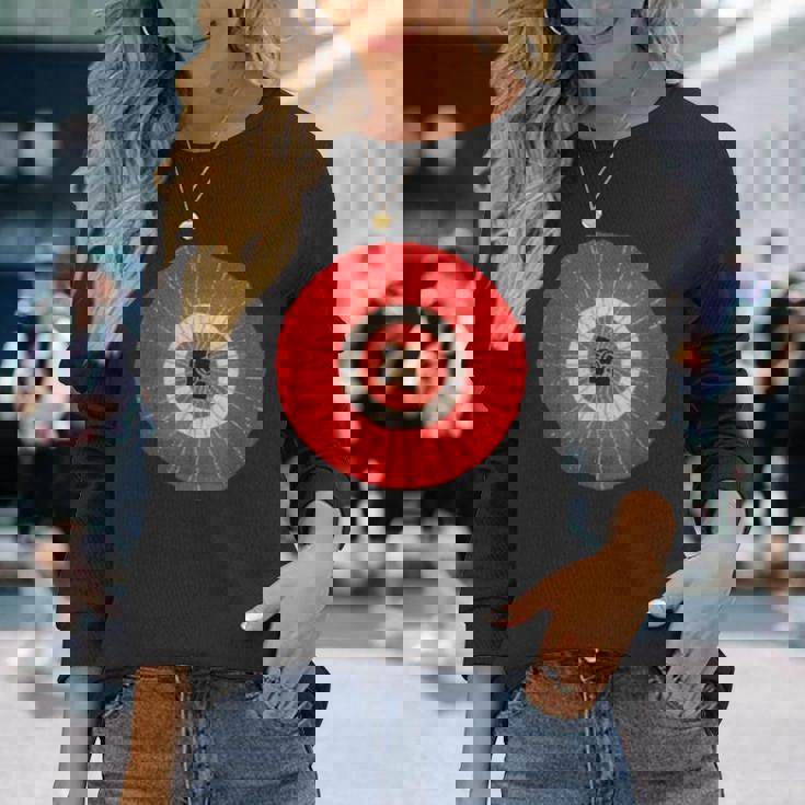 日本の伝統柄紅白傘 長袖Tシャツ 彼女への贈り物