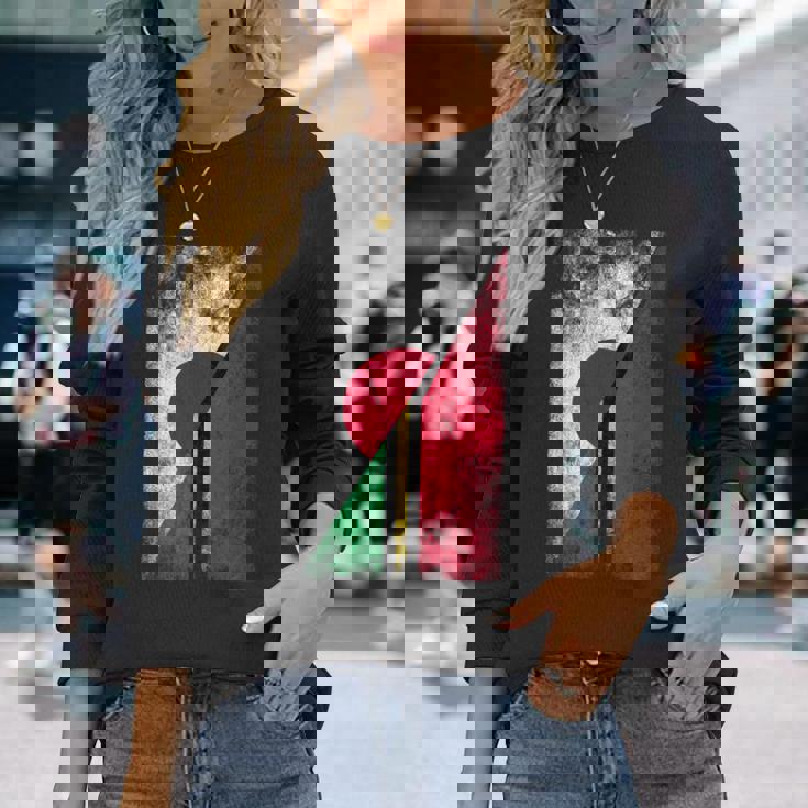 日本バヌアツ国旗 日本のバヌアツ。 長袖Tシャツ 彼女への贈り物