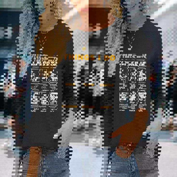 暇なときにすること犬を飼っている子犬、ペット 長袖Tシャツ 彼女への贈り物