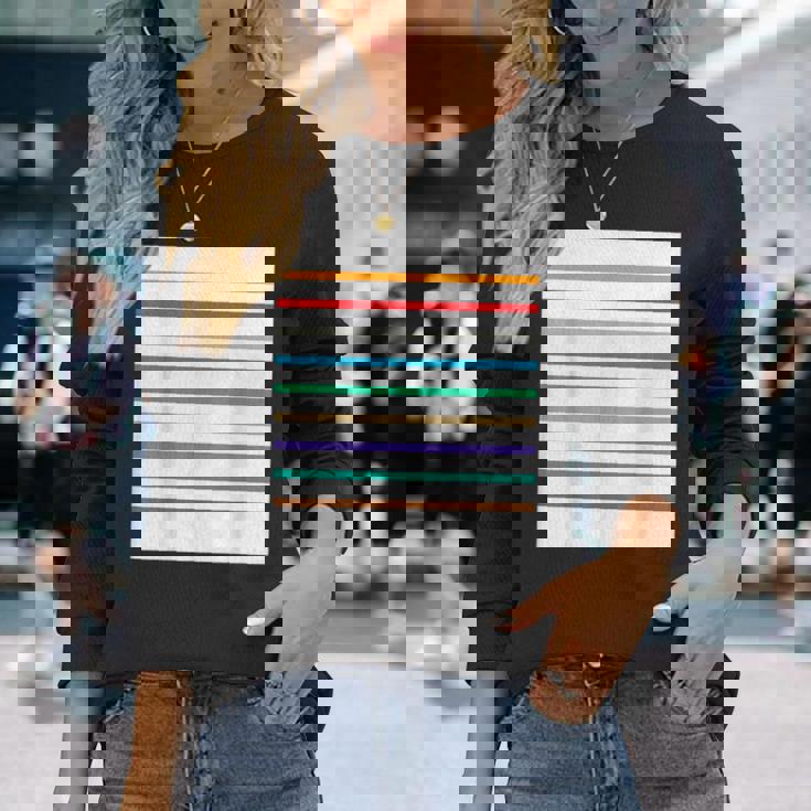 東京の地下鉄 カラー 色 ボーダー 鉄道【電車ファン】【変なデザイン屋さん】メトロ 面白い ポップ デザイン 長袖Tシャツ 彼女への贈り物