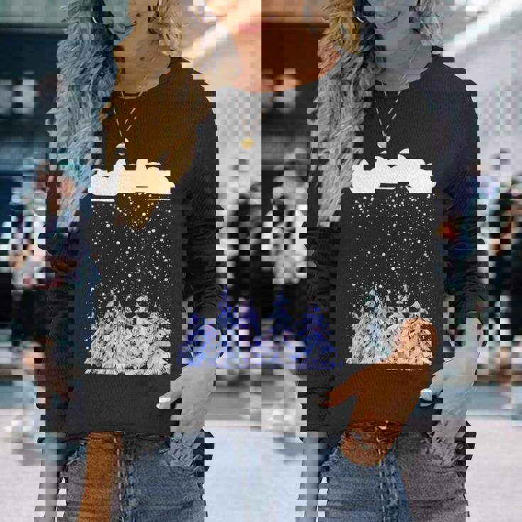 森 雪 新雪 落ちる 冬 ワンダーランド 雪 恋人 長袖Tシャツ 彼女への贈り物