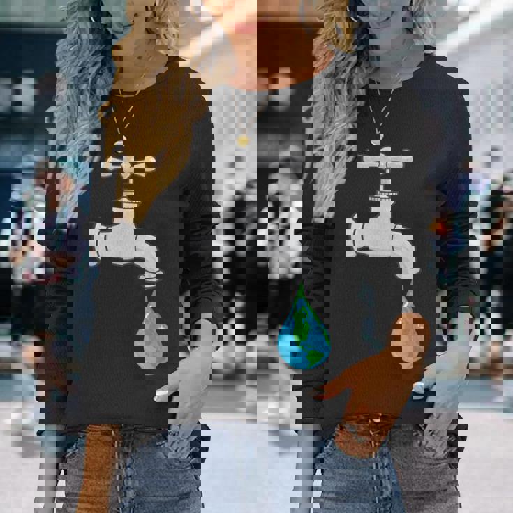 水道蛇口漏れ 長袖Tシャツ 彼女への贈り物