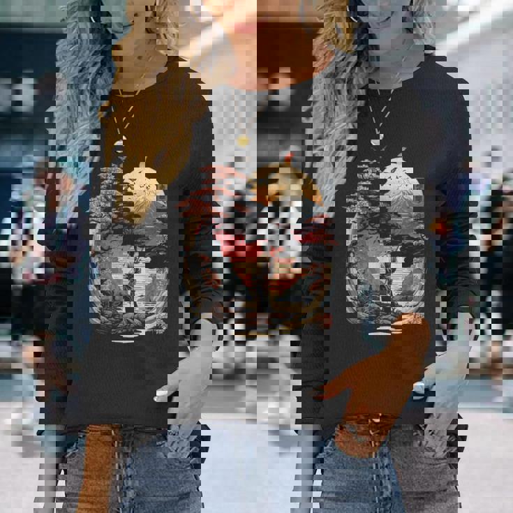 浮世絵 アート 神奈川 ヴィンテージ 和 タトゥー アート グラフィック 長袖Tシャツ 彼女への贈り物