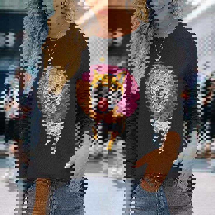 犬ドーナツシリーズ 柴犬 長袖Tシャツ 彼女への贈り物