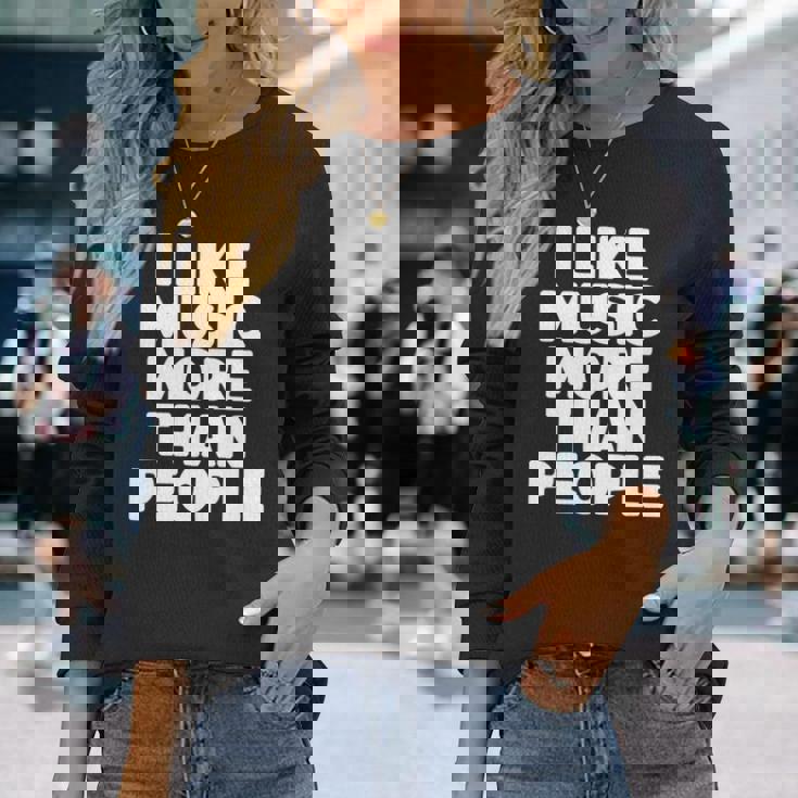私は人より音楽が好き 長袖tシャツ 長袖Tシャツ 彼女への贈り物