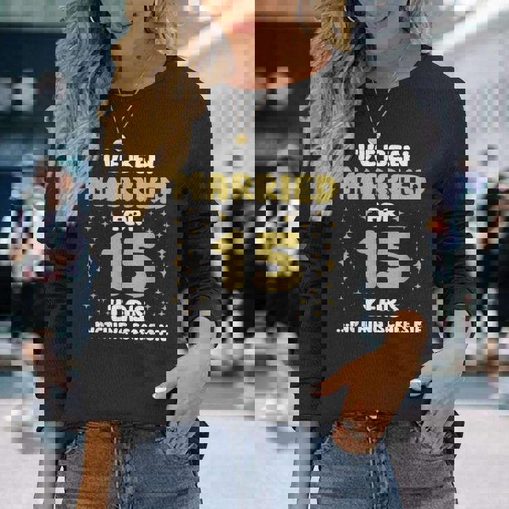 結婚15年 15周年 夫 妻 記念日 長袖Tシャツ 彼女への贈り物