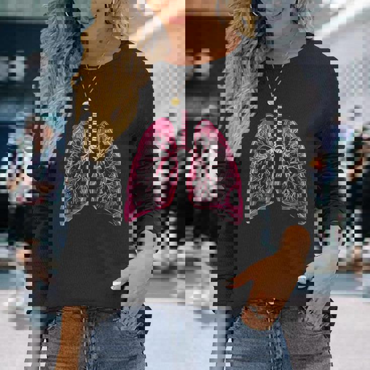 肺の解剖学的2d 医師と呼吸ファン向け 長袖Tシャツ 彼女への贈り物