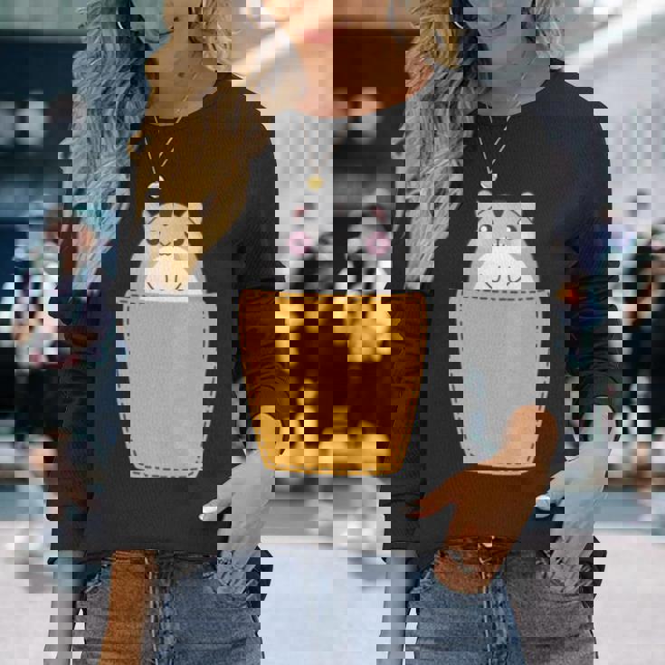 胸ポケットにハムスター 長袖tシャツ 長袖Tシャツ 彼女への贈り物