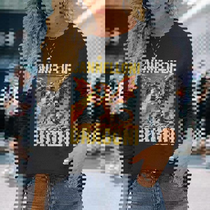 面白いai生成パスタドラゴン ブレイン カネローニ ドラゴニ 長袖Tシャツ 彼女への贈り物