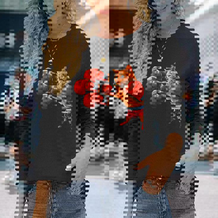 面白いtシャツ 猫 ネコ ボクシング メンズ 猫好き グッズ おもしろ 面白い 服 ネタ にゃんこ 猫の下僕 長袖Tシャツ 彼女への贈り物