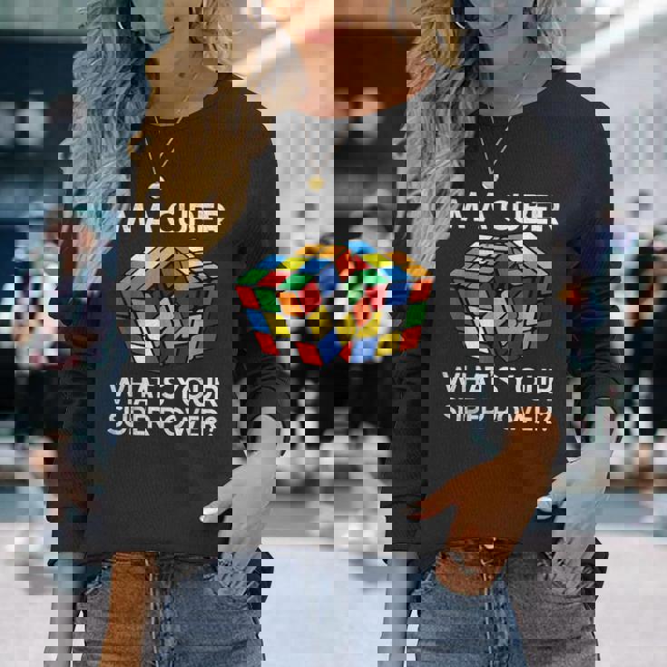 面白い数学愛好家ルービックキューブ愛好家数学教師 長袖Tシャツ 彼女への贈り物