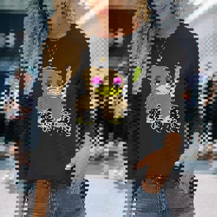 鴨が葱を背負って来る 長袖Tシャツ 彼女への贈り物