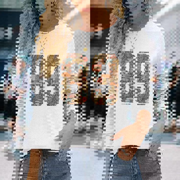 89 ナンバー コテージコア マッシュルーム レトロ フラワー裏側に 長袖Tシャツ 彼女への贈り物